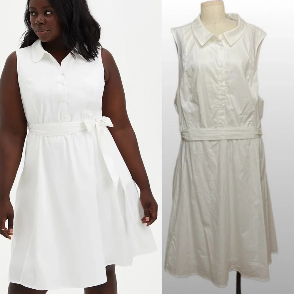 Torrid White Poplin Collared Shirtdress Plus Size 6X